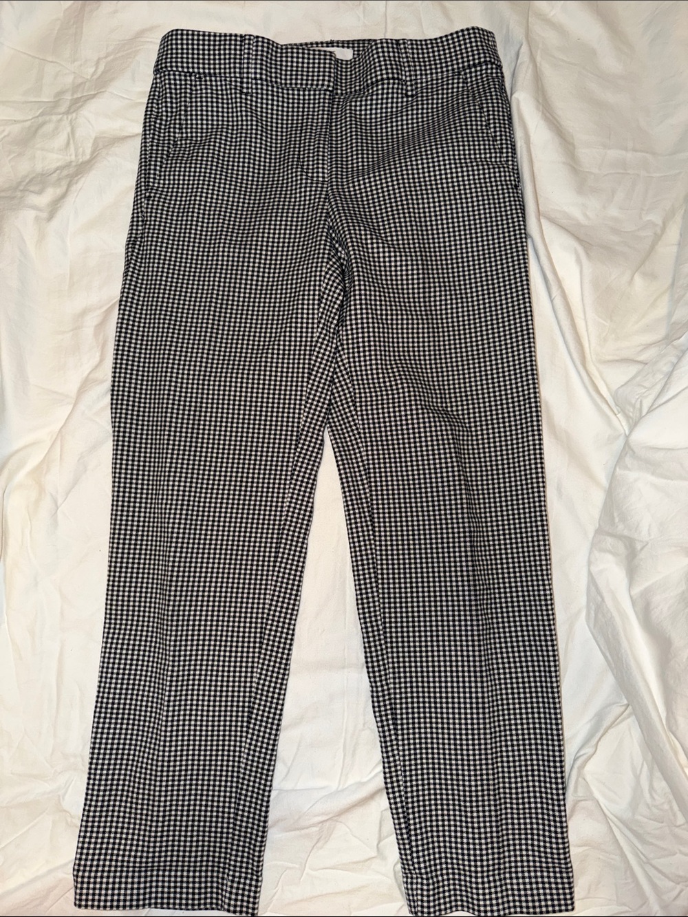 LOFT Black and White Gingham Chino Pants